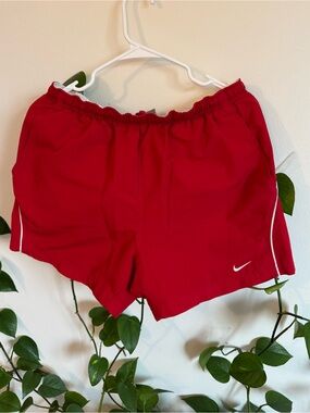 Nike Red Athletic Running Shorts with White Trim